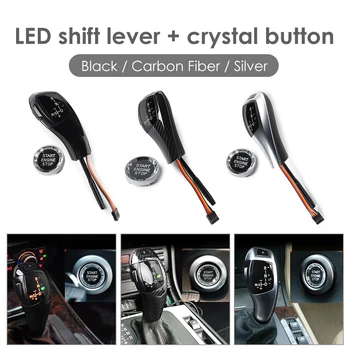 

LHD LED Gear Shift Knob with Crystal ENGINE START STOP Button Replace Cover For BMW E46 E60 E61 Car Styling Accessaries