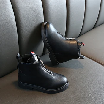 

Autumn And Winter Boys Girls Kids Winter Boots Children's Front Zipper Snow Boots Children's Plus Velvet Warm Cotton Shoes