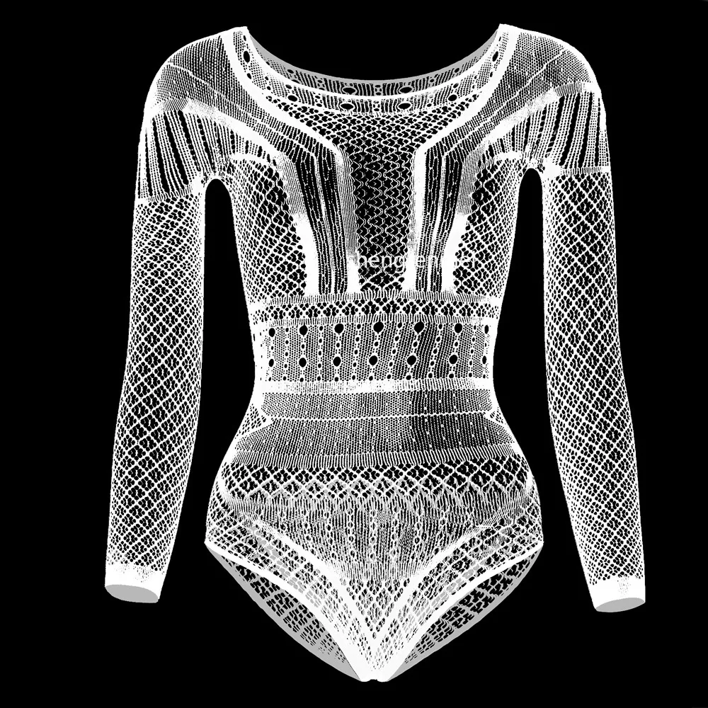 Gay Long Sleeve Lingerie Men's Sexy Underwear Geometry Breathable Fishnet Bodysuit Sissy Teddies New Exotic Apparel