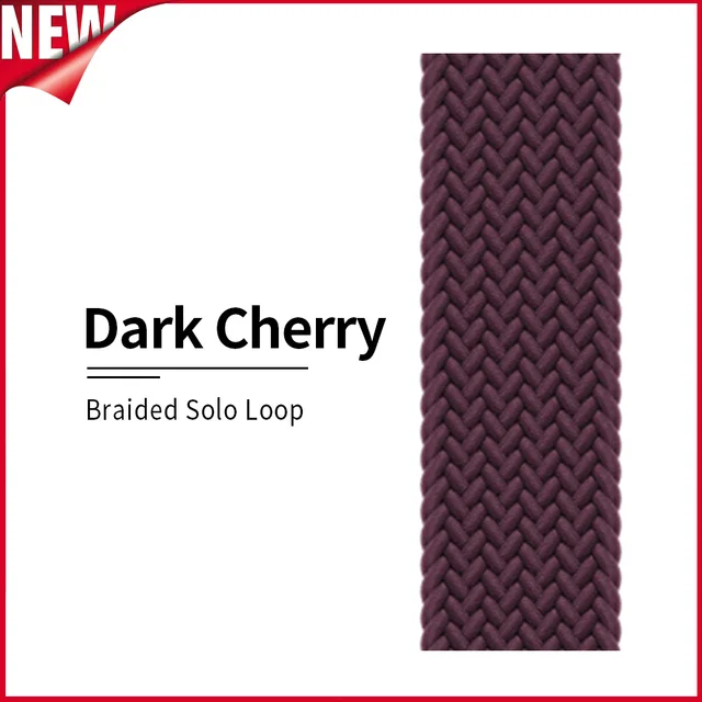 Braided Solo Loop strap for Apple watch band 44mm 40mm Elastic Wristband Bracelet on iwatch Se Series 7 6543 42mm 38mm 41mm 45mm 38 Dark Cherry