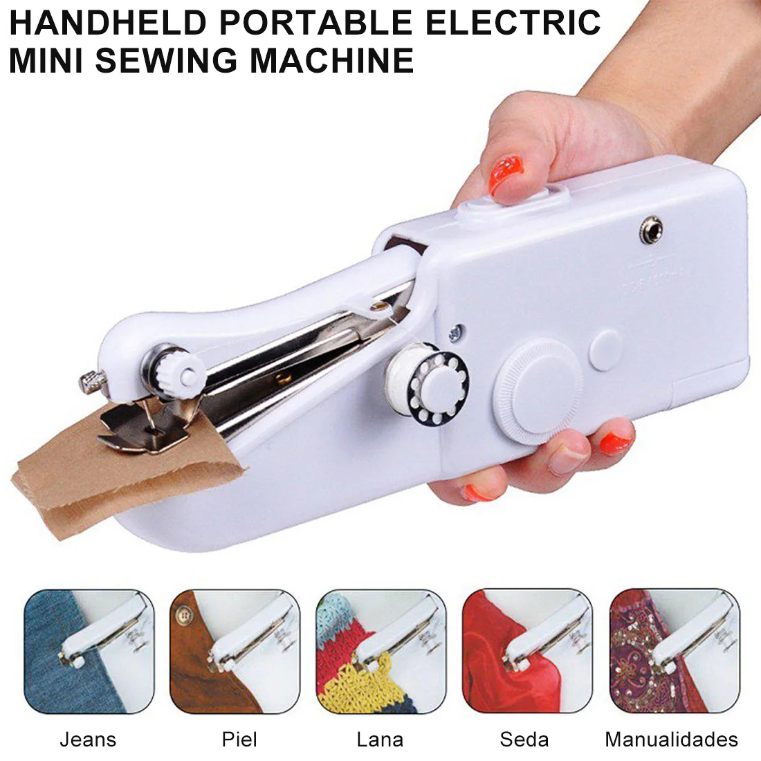 Portable Household Mini DIY Handheld Sewing Machine Quick Stitch Sew Needlework Cordless Clothes Fabrics Sewing Machine