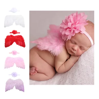 

Angel Feather Wing Baby Girl Flower Headband Photo Shoot Hair Accessories For Newborn Photography Props
