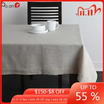 

Solid Linen Table Cloth Classic Style Coffee Restaurant Table Cover Vintage Chic Plain Home Room Decoration Anti Scalding Mat
