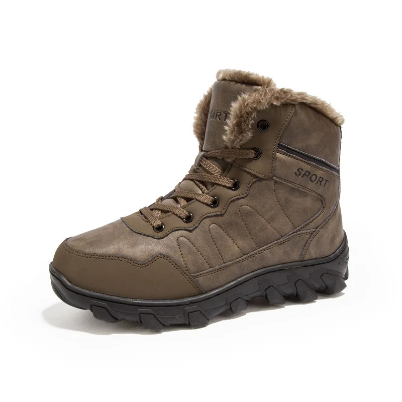 

2019 Autumn And Winter Hight-top Fashion Man Outdoor Shoes Men Anti-slip Wearable plus Velvet Warm Snow Boots MEN'S SHOES