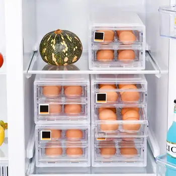 

1pc Storage Box Double Layer Drawer Egg Box 24 Grid Plastic Eggs Tray Holder Container Refrigerator Food Preservation Box