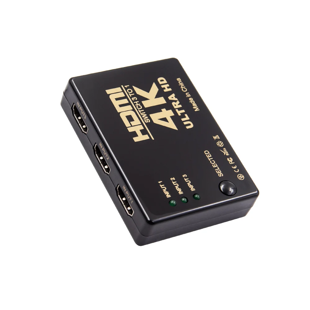 IXUR Compatible con HDMI interruptor 3 Puerto 4K * 2K Switcher divisor caja Selector 3x1 Ultra HD Video 1080P para DVD HDTV Xbox PS4