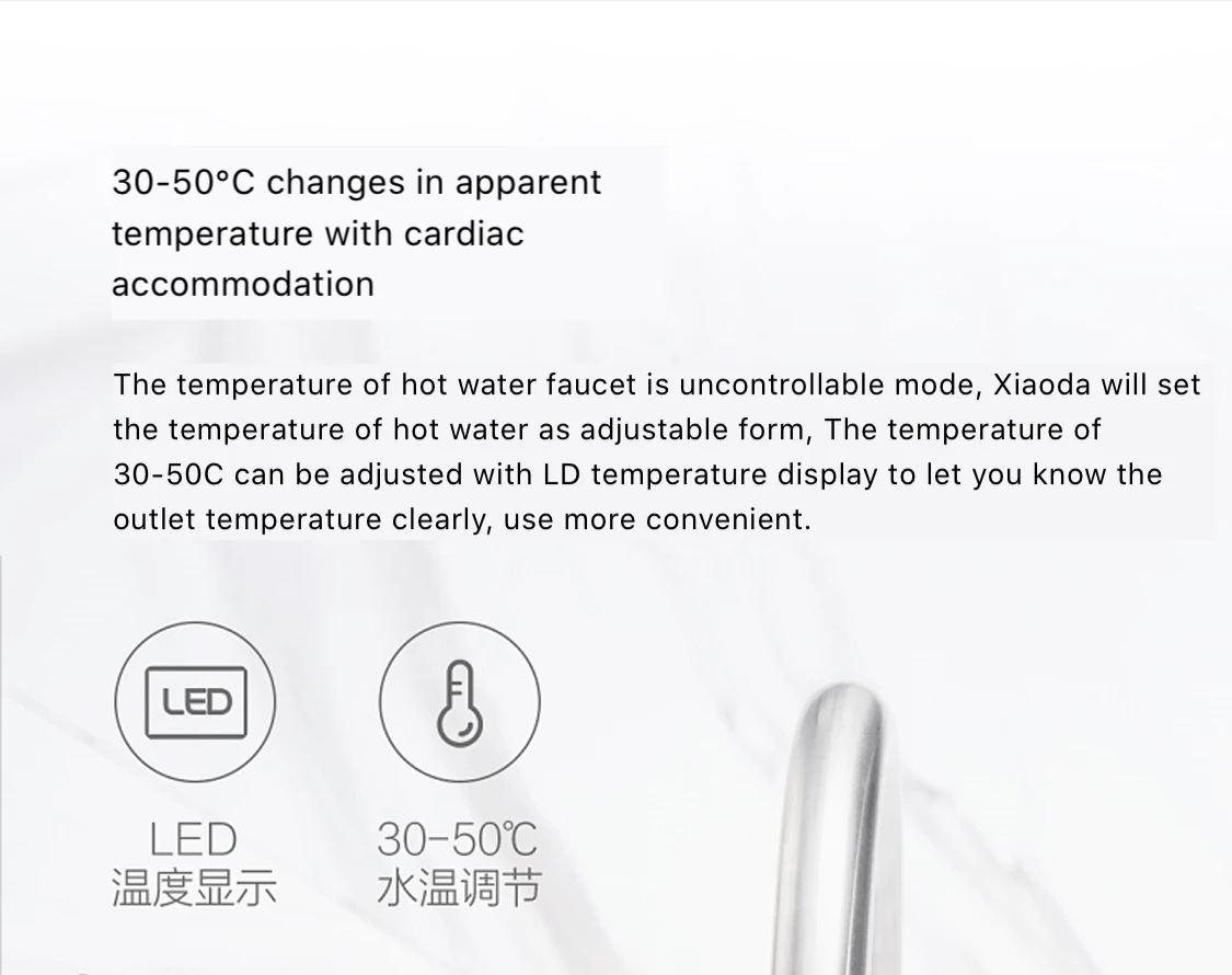 Xiaomi Mijia Xiaoda мгновенный нагрев кран Кухня электрический водонагреватель 30-50 Температура, холодный и теплый свет, регулируемый кран