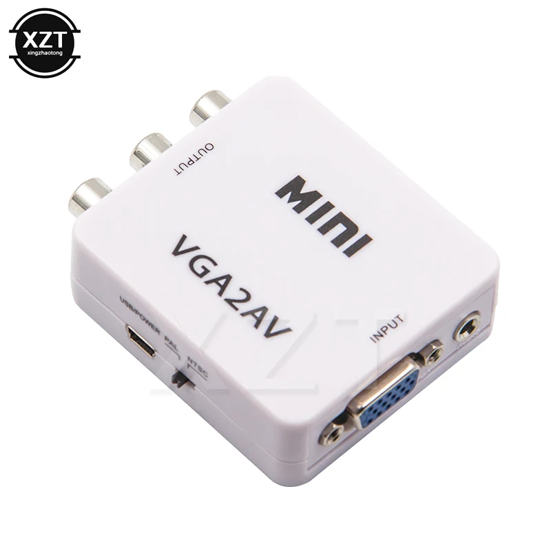VGA to AV Mini Converter Scaler Adapter Support 1080P PC to TV
