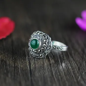 

2019 Top Fashion Women Wedding Anel Feminino Character New Style Women's Exotic Inlaid Agate Mosaic Fashion Exquisite S925 Ring