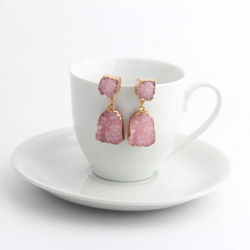 Hot Vintage Stone Druzy Resin Earrings Irregular Geometric Drop Earrings For Women Jewelry Statement Gifts For Women Accessories (7)