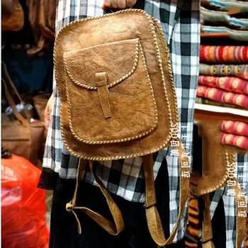 

Diysomes Indian handmade cowhide bag double literary fan male female leather