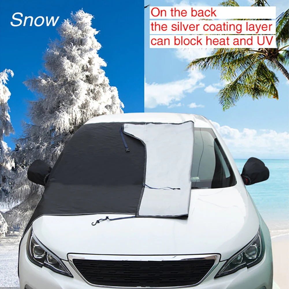 Лобовое стекло автомобиля снежное покрытие, водонепроницаемая защита от мороза зимнее лобовое стекло снежное ледяное покрытие с боковым зеркальным покрытием, для большинства автомобилей