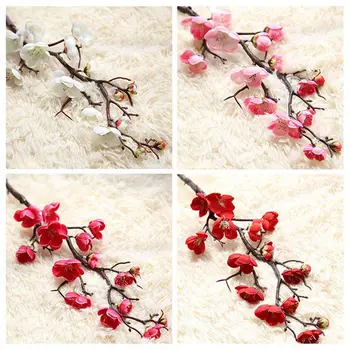 

1pcs Artificial Plum Blossom60 cm long Lifelike Plum Blossom Flower Bouquet Branch Silk Tall Fake Flower Arrangements For Home W