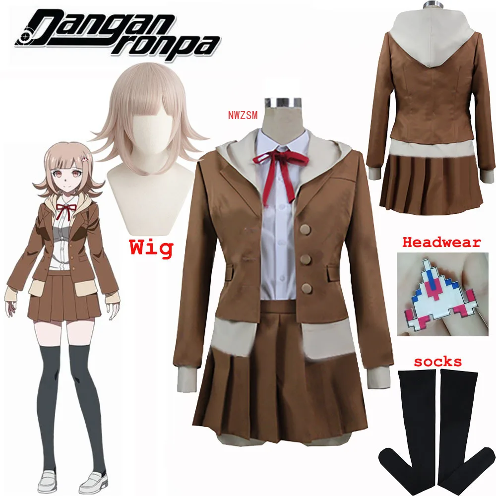 Danganronpa 3 The End of Hope's Peak High School Despair Arc Chiaki Nanami Uniform Short юбка костюм для косплея