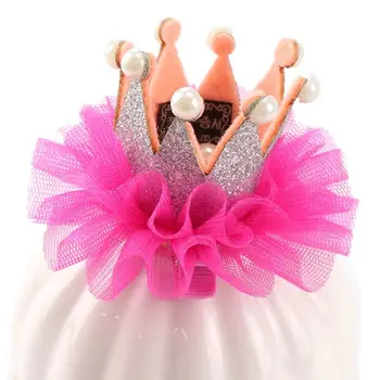 

Children Kidds Girl Lace Pearl Princess Crown Hairpin Clip Decoration Gift Accessory R9UE