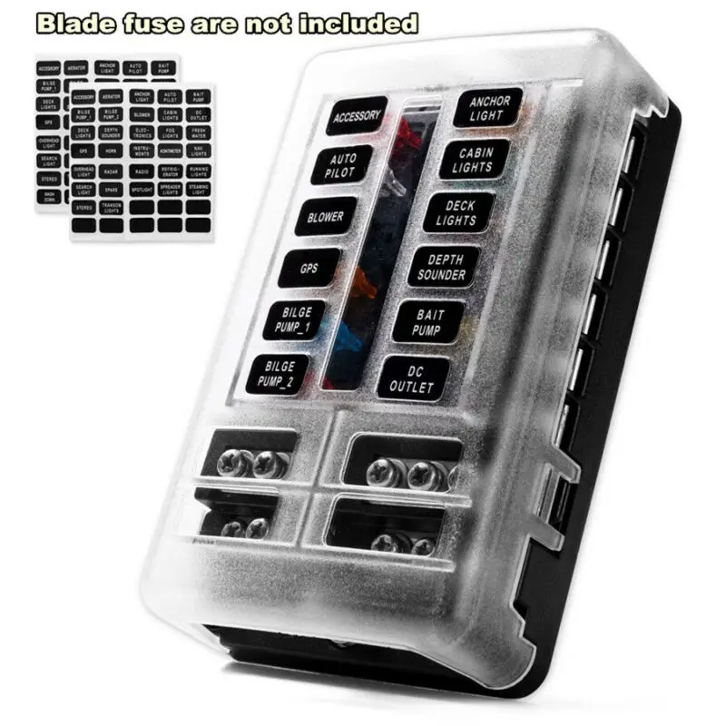 12-Way Blade блок предохранителей держатель светодиодный индикатор 12V 32V Авто морской водонепроницаемый
