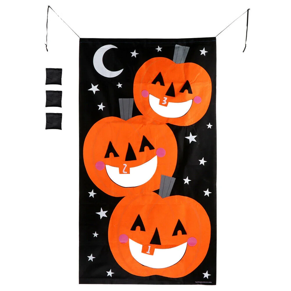 

Halloween Party Props With Hanging Banner Outdoor Decor Indoor For Kids Funny Toss Game Pumpkin Gift Bean Bag Throwing Toys