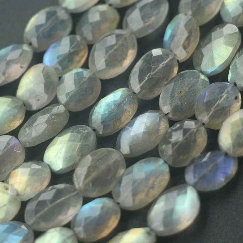 

9.5 Inch Long Full Strand, Labradorite Faceted oval Shaped Briolettes, 10.0-14.0mm