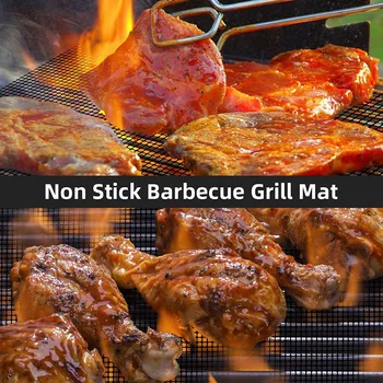 

Non Stick Grill Mesh Mats Duty BBQ Grilling Baking Accessories Reusable,And Easy To Clean Works on Electric Grill Gas Charcoal B