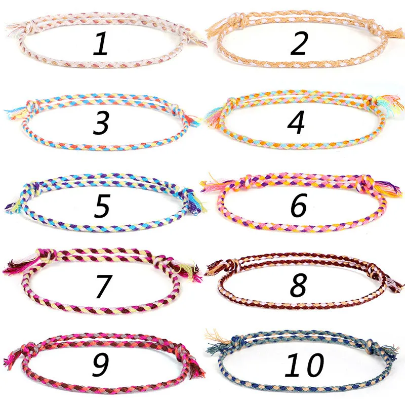 Handmade National style Color Cotton Rope Bracelet Tibetan Buddhist Lucky Charm Tibetan Thread Bracelets & Bangles For Women Men