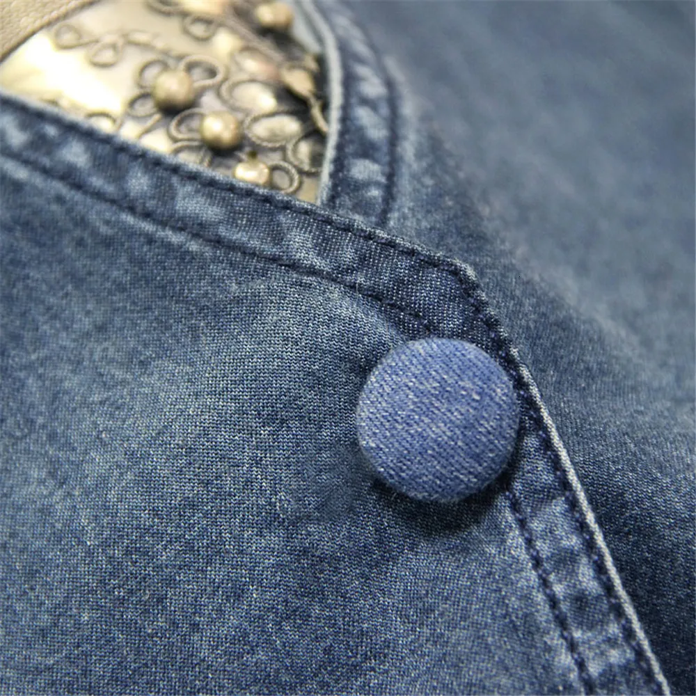 Vintage Hooded Women Dress 2019 Summer Denim Dresses Embroidery V-Neck Loose A-line Long Vestidos Femininas Woman Dress 82109 (20)