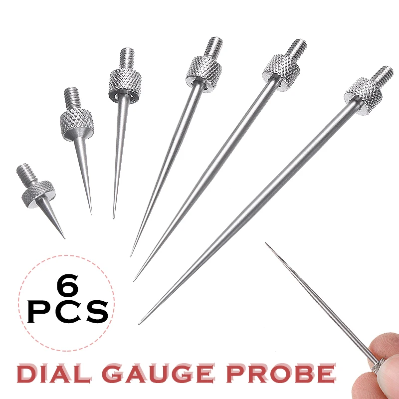 

6pcs Dial Digital Test Indicator High Strength Indicator Contact Point Stem Rod Depth Gauge Measure Tool