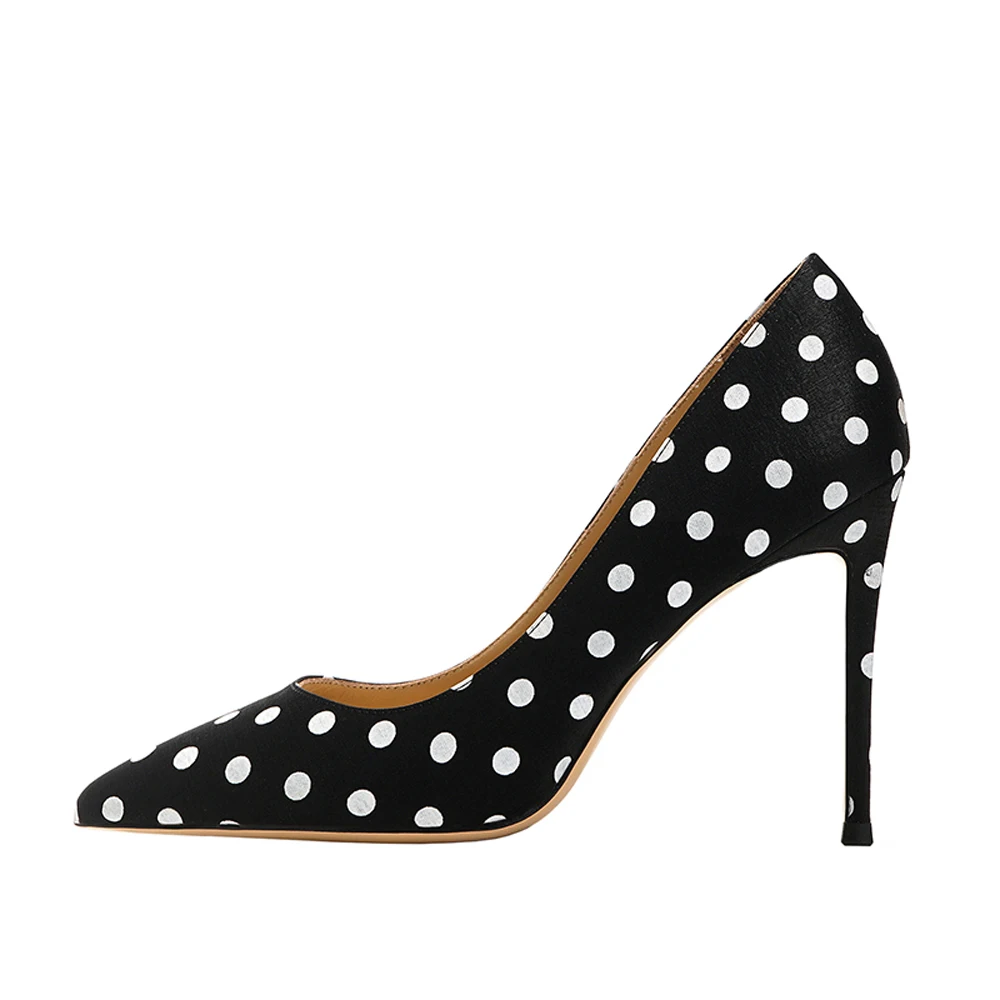 

Lovirs Womens Thin Heel Polka Dot Slip On Pumps Stiletto Sexy High Heel Pointed Toe Dress Shoes Plus Size 5-15