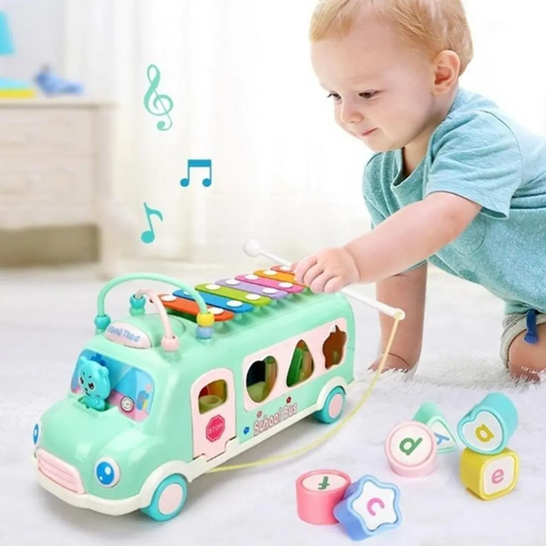 Музыкальные инструменты, детские игрушки, стук пианино в форме автобуса Обучающие Детские игрушки для детей для малышей, музыка зрительно-моторная координация развития Toyso