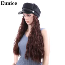 Длинные прямые синтетические волосы хлопковая шапка Кепка парики для женщин Повседневная Уличная плоская кепка элегантная однотонная осенне-зимняя теплая шапка берет