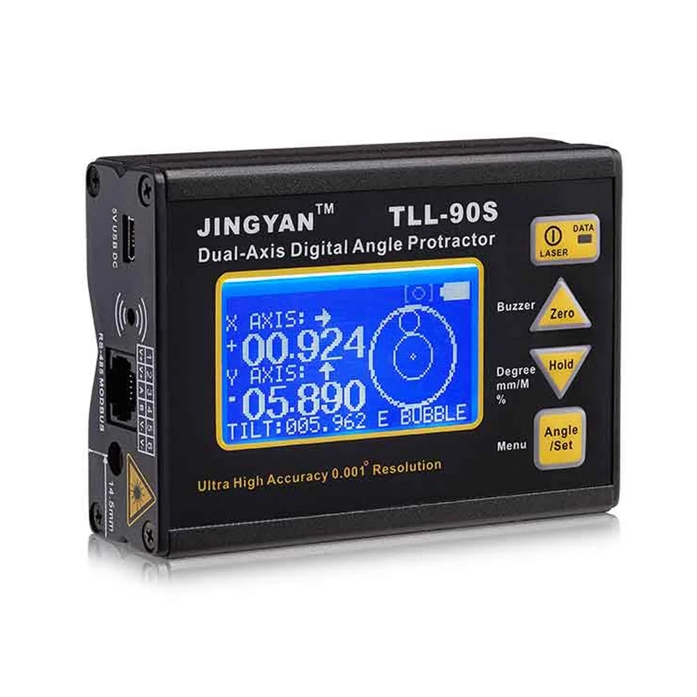 TLL-90S Professional LCD Display Meter 0.005 Dual-axis Digital Laser Level Inclinometer Angle Protractor 100-240V 50-60Hz