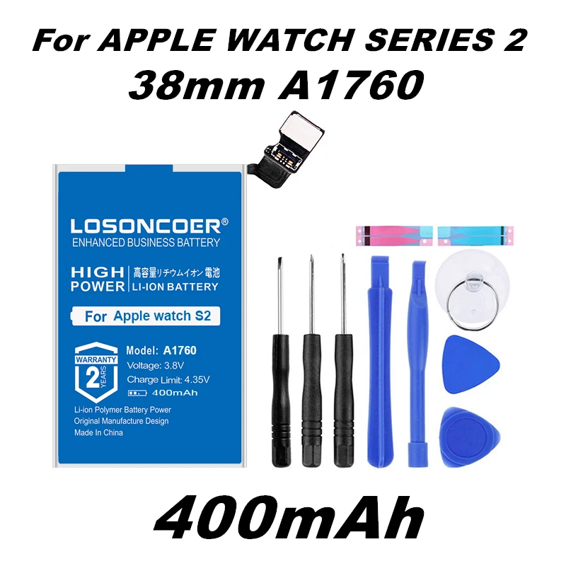Аккумулятор LOSONCOER A1760 400 мАч для Apple watch серии 1 2 38 мм 42 с реальной емкостью серия
