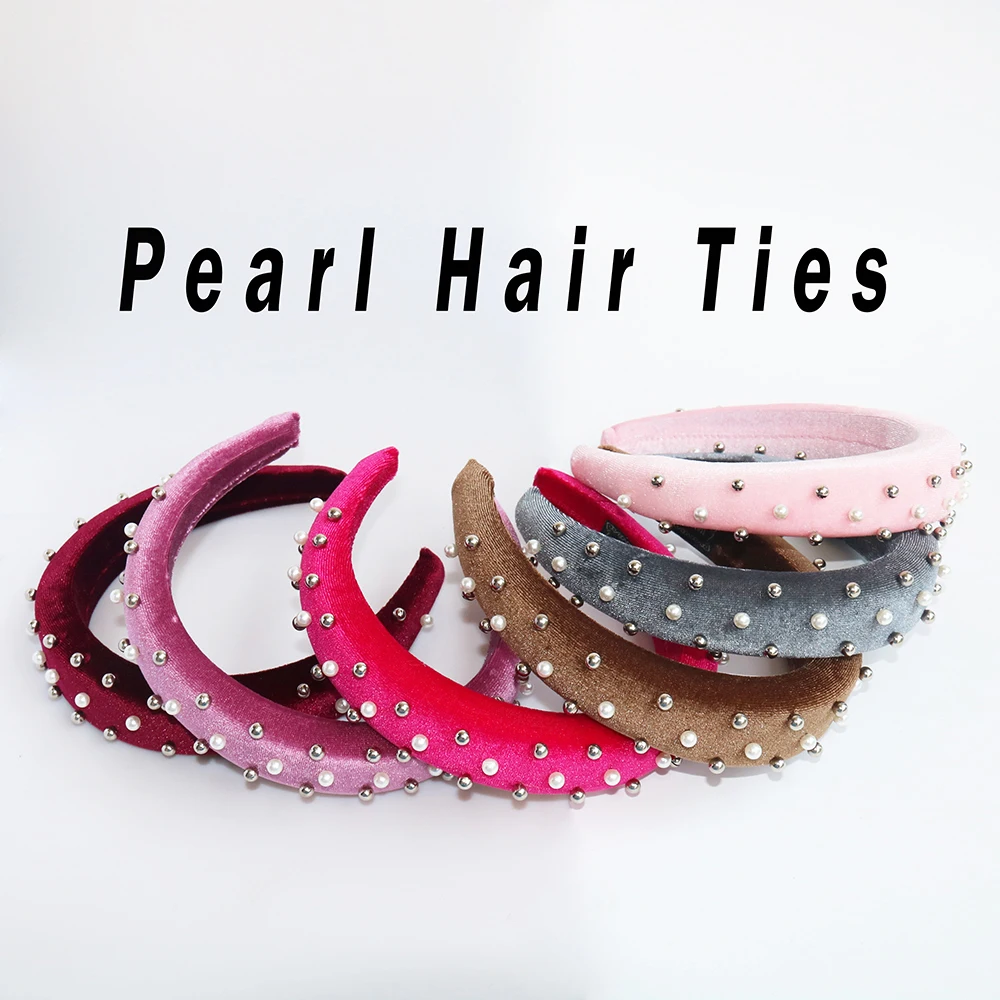 

2020 Simple Fashion Pearl Women's Hair Hoop Hair Ties Soft Foam Classic Durable Scrunchie Hair Accessories For Girl