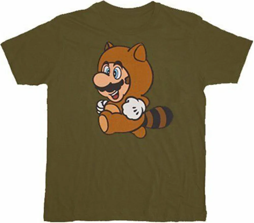 Взрослый мужской nintendo Игры Супер Марио Тануки костюм военная зеленая футболка