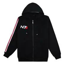 N7 Mass Effect сопутствующие товары Толстовка Зимняя с длинным рукавом плюс бархат пальто с капюшоном игра Стиль Знаменитостей одежда для мужчин и женщин