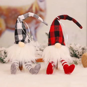 

Red Black Plaid Santa Pendants Christmas Tree Decoration Hanging Ornaments Crafts Xmas New Year Party Wedding Home Decor 63226