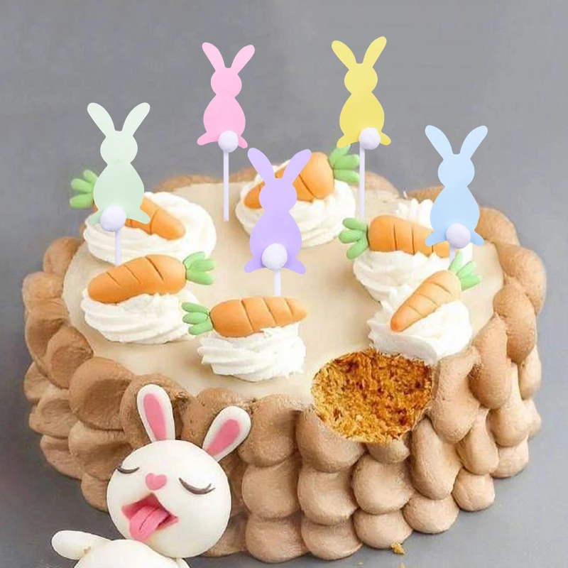 

15/30pcs Colorful Cute Animal Rabbit Cake Topper Bunny Cup Cake Topper Cake Decor Wedding Kids Birthday Easter Party Decoration