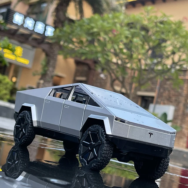 1/24 Tesla Cybertruck Pickup Alloy Car Model Diecast Metal Toy Off-road Vehicle Truck Model Simulation Sound Light Kids Toy Gift 2