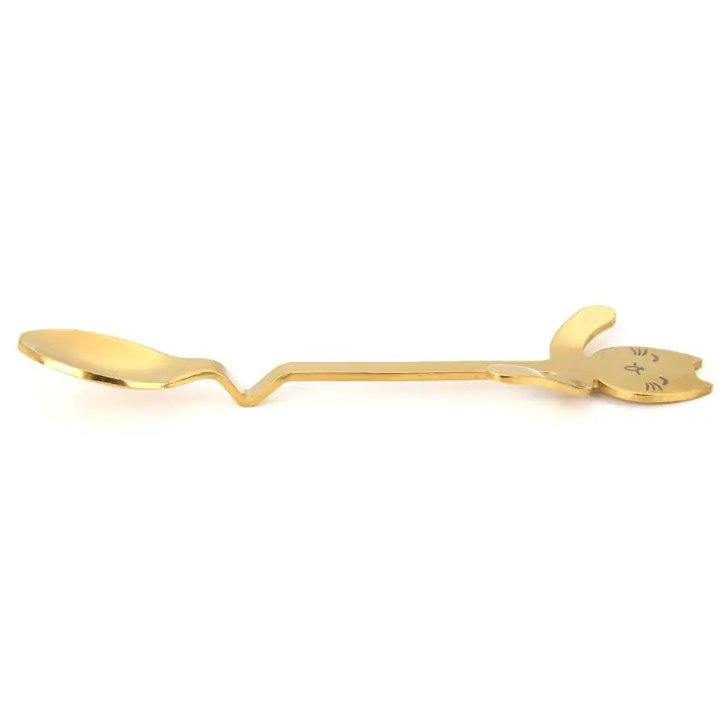 Stainless Steel Coffee Scoops Cartoon Cute Cat Shaped Spoon Long Handle Hanging Coffee Milk Stirring Scoops Coffeeware
