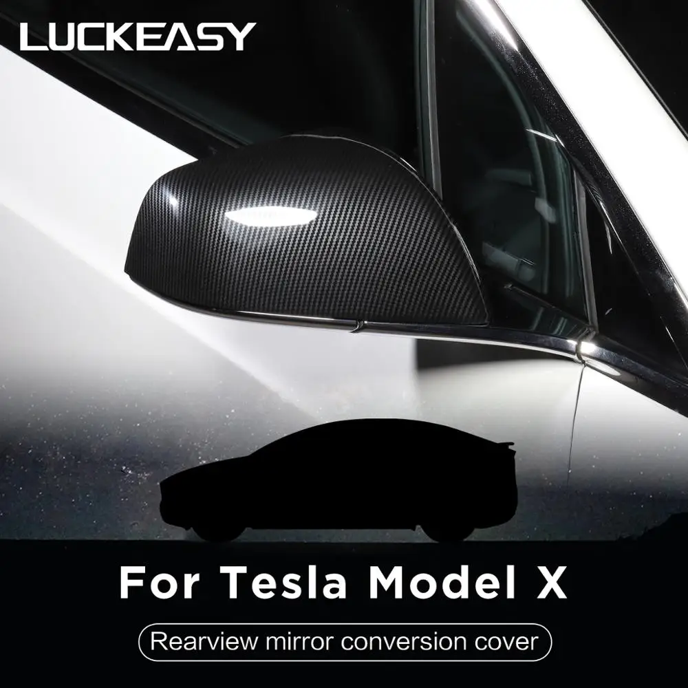 LUCKEASY накладка на зеркало заднего вида автомобиля Side для Tesla Model X ABS Water transfer carbon fiber