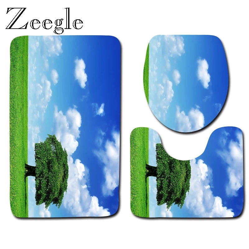 Zeegle Набор ковриков для ванной, Впитывающий Коврик для унитаза, коврик для ног, моющееся сиденье для унитаза, коврик для унитаза, Противоскользящий коврик для ног, 3 шт., набор для унитаза