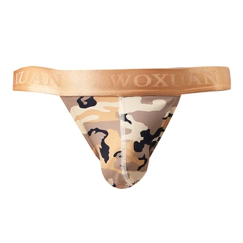 

Fashion Comfy Men Underpant Camo Printed G-string Pouch Jockstrap Thong Briefs Short Low Waist Underwear Size S-XL