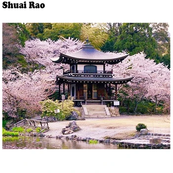 

5d diy diamond painting sakura tree landscape diamond painting cross stitch mosaic embroidery diamond round square