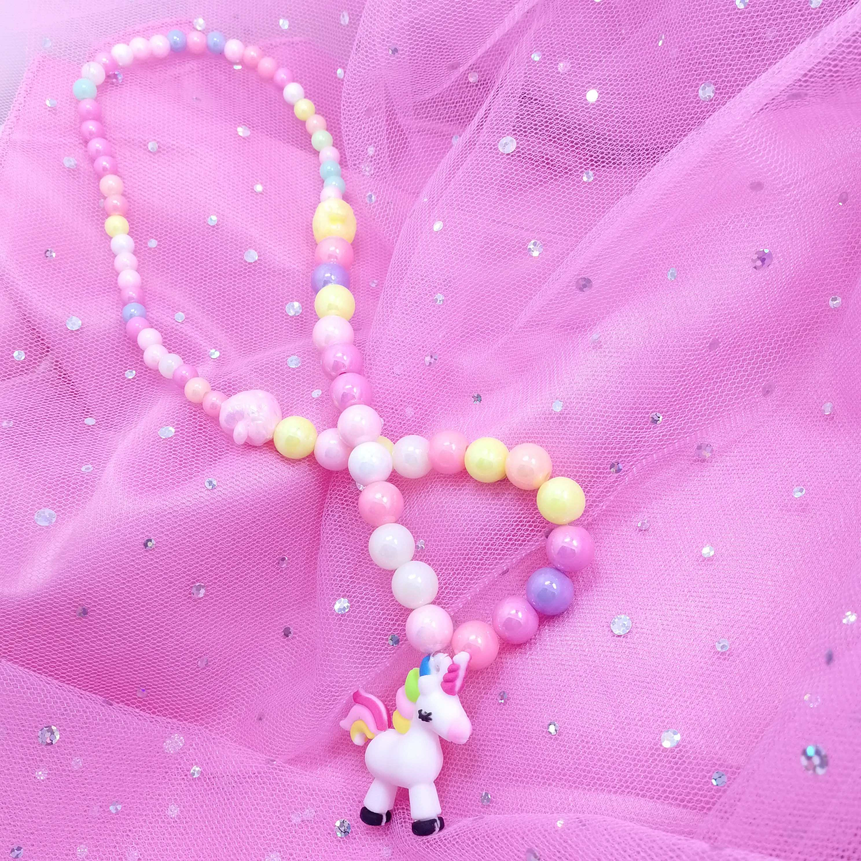 Красочные принцесса конфеты бисера цепи прекрасный единорог животное кулон девушки ожерелье браслет набор подарок для детей детские ювелирные изделия