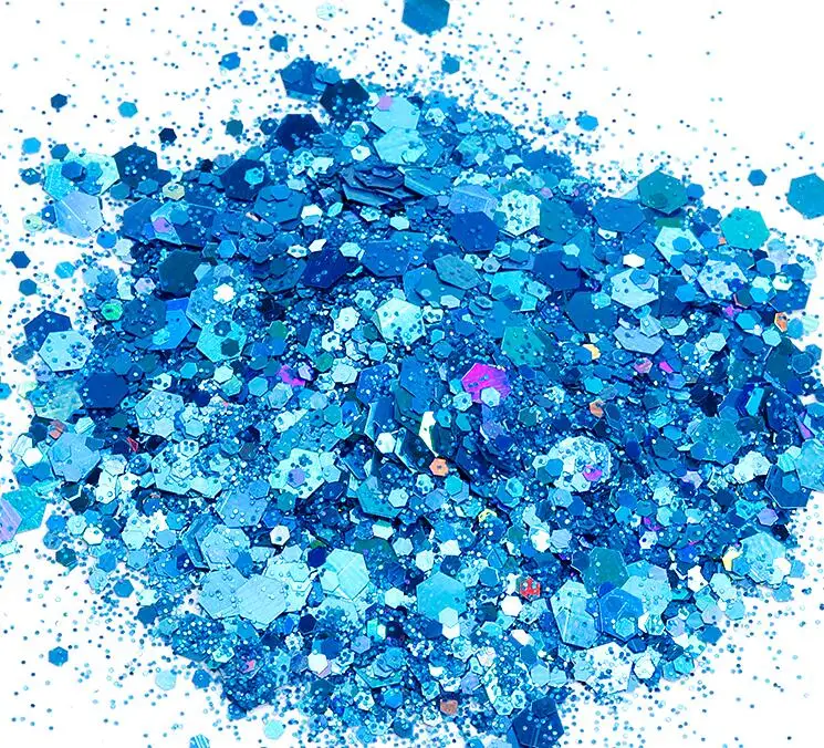 18blue-500g 500 грамм 24 цвета голографический массивный блеск микс свободный блеск массивный блеск черный блеск устойчивый к растворению Блестящий из полиэстера - Цвет: 18blue-500g