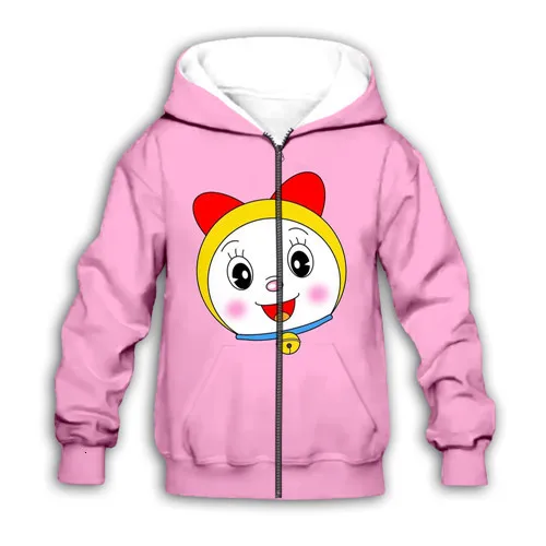 Kids zip hoodies Детские толстовки с капюшоном kawaii Doraemon Dorami толстовка с 3D-принтом Nobita Nobi милый Повседневный пуловер на молнии для мальчиков и девочек - Цвет: Kids zip hoodies