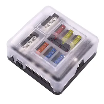 

Fuse Box Blade Fuse Block Holder Screw Nut Terminal Independent Positive Negative Pole LED Indicator Fuse Box