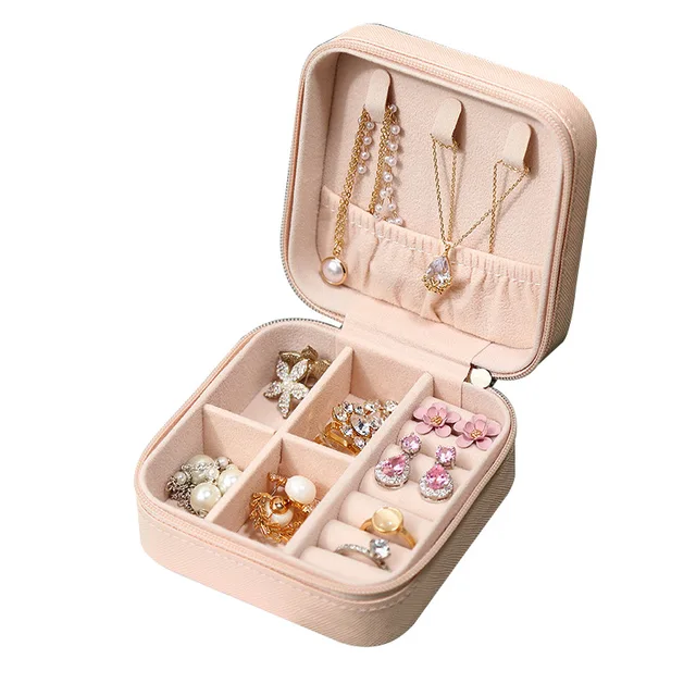 10*10*5cm Portable Jewelry Box Jewelry Organizer Display Travel Jewelry Case Boxes Leather Storage Joyeros Organizador De Joyas 6