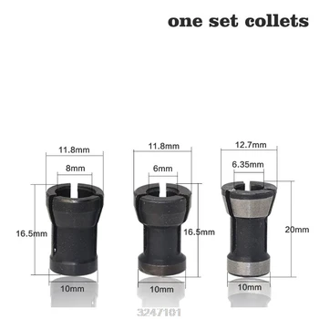 

3pcs/set 6mm 6.35mm 8mm Woodworking Router Bit Engraving Milling Cutter Chuck