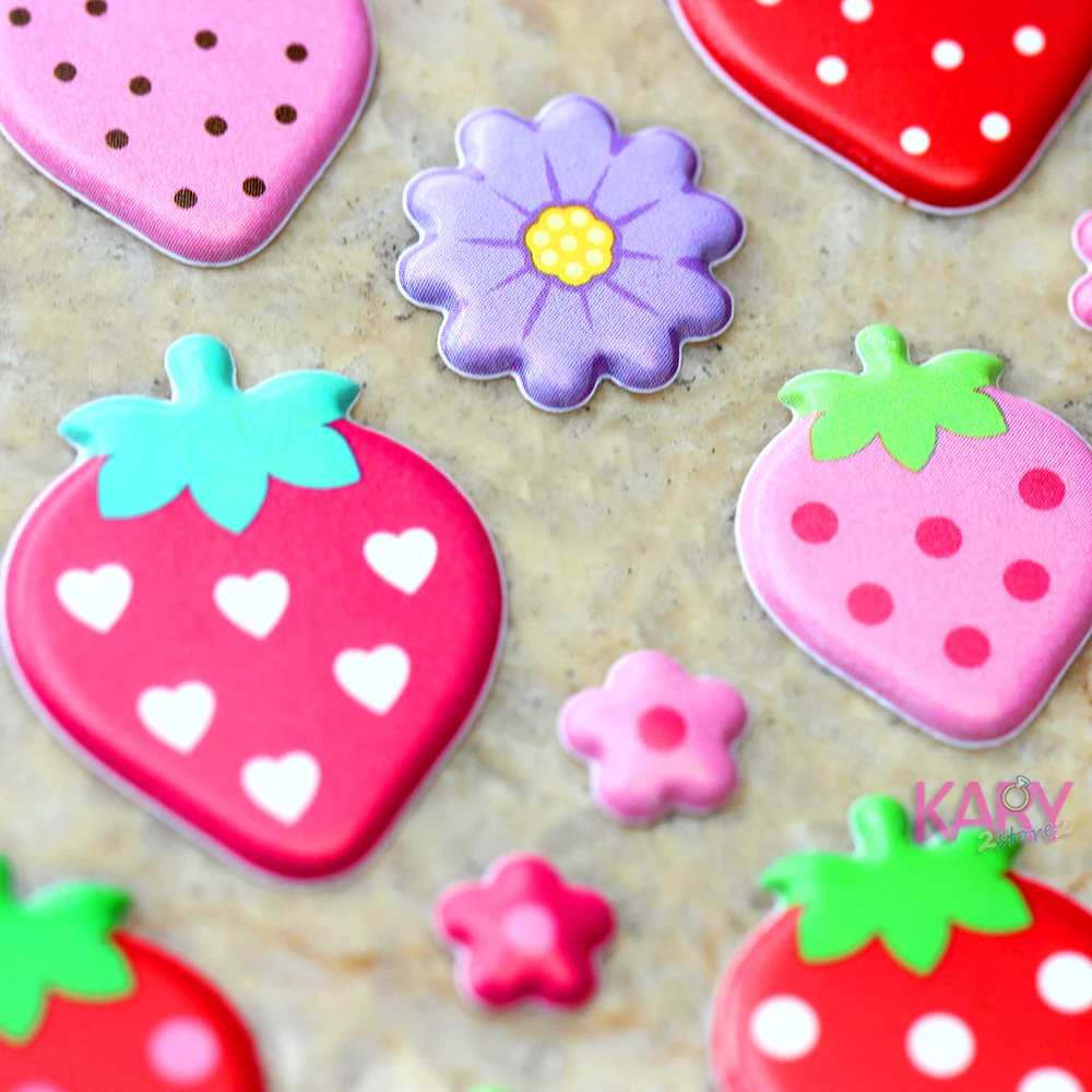 Kawaii милые фрукты клубники Розовые Ягоды Пузырьковые наклейки высокое качество