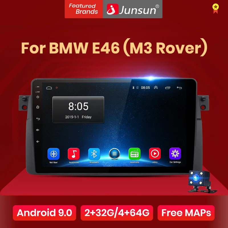 Junsun V1 2G + 32G Android 9 0 навигация GPS для BMW E46 (M3 Rover) Авто Радио стерео плеер 2din без dvd |